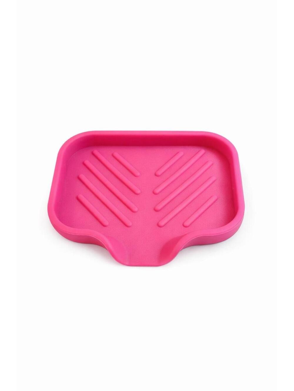 Pink Silicone Spoon Rest Drip Tray Kitchen Utensil Holder 5x4 in New